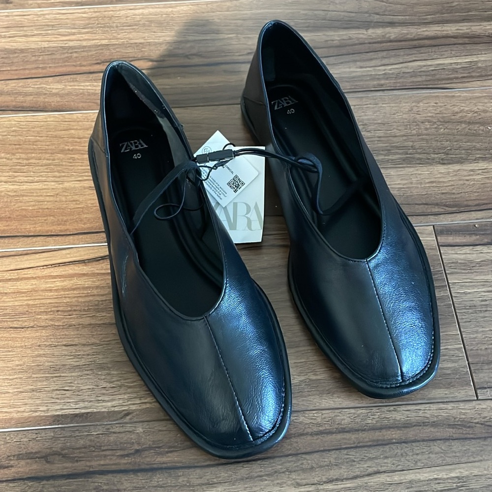 Zara leather ballet flat